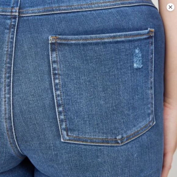 Spanx High Rise Distressed Raw Hem Ankle Pull On Slimming Jeans Size S - Picture 3 of 7